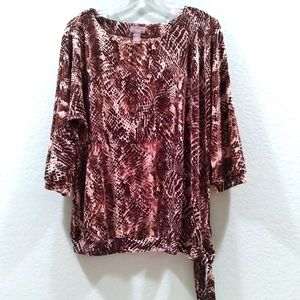 Chico's Travelers Brown and White Animal Print Snakeskin Blouse Size Medium or 1